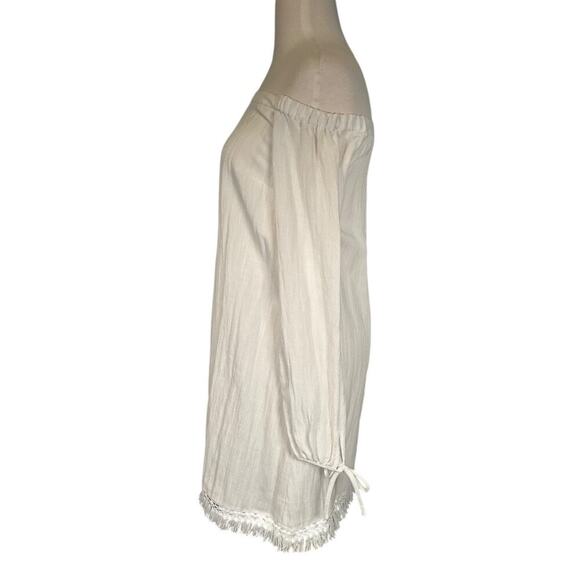 Lilly Pulitzer Adira Dress White New With Tag Fringe Botton Off the Shoulder XS - Picture 4 of 10